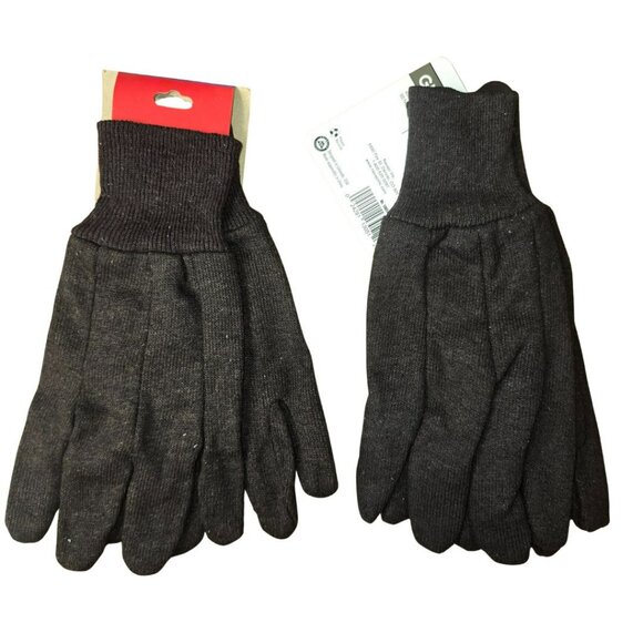 2 Pairs Men's Brown Jersey Work Gloves Large Glove Crafter & Duro Gloves NEW Lot - Picture 4 of 4
